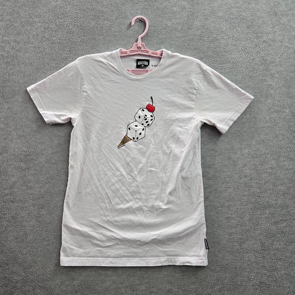 Icecream Men Shirt S White Graphic Dice Cone Cotton Logo Tee